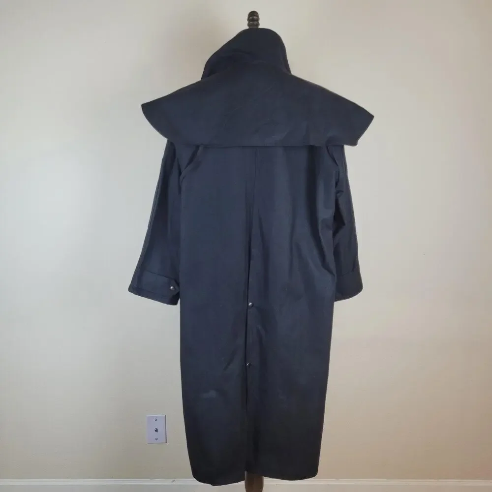 Stockman Coat Large Black Waxed Canvas Drover Duster Riding Western Australia